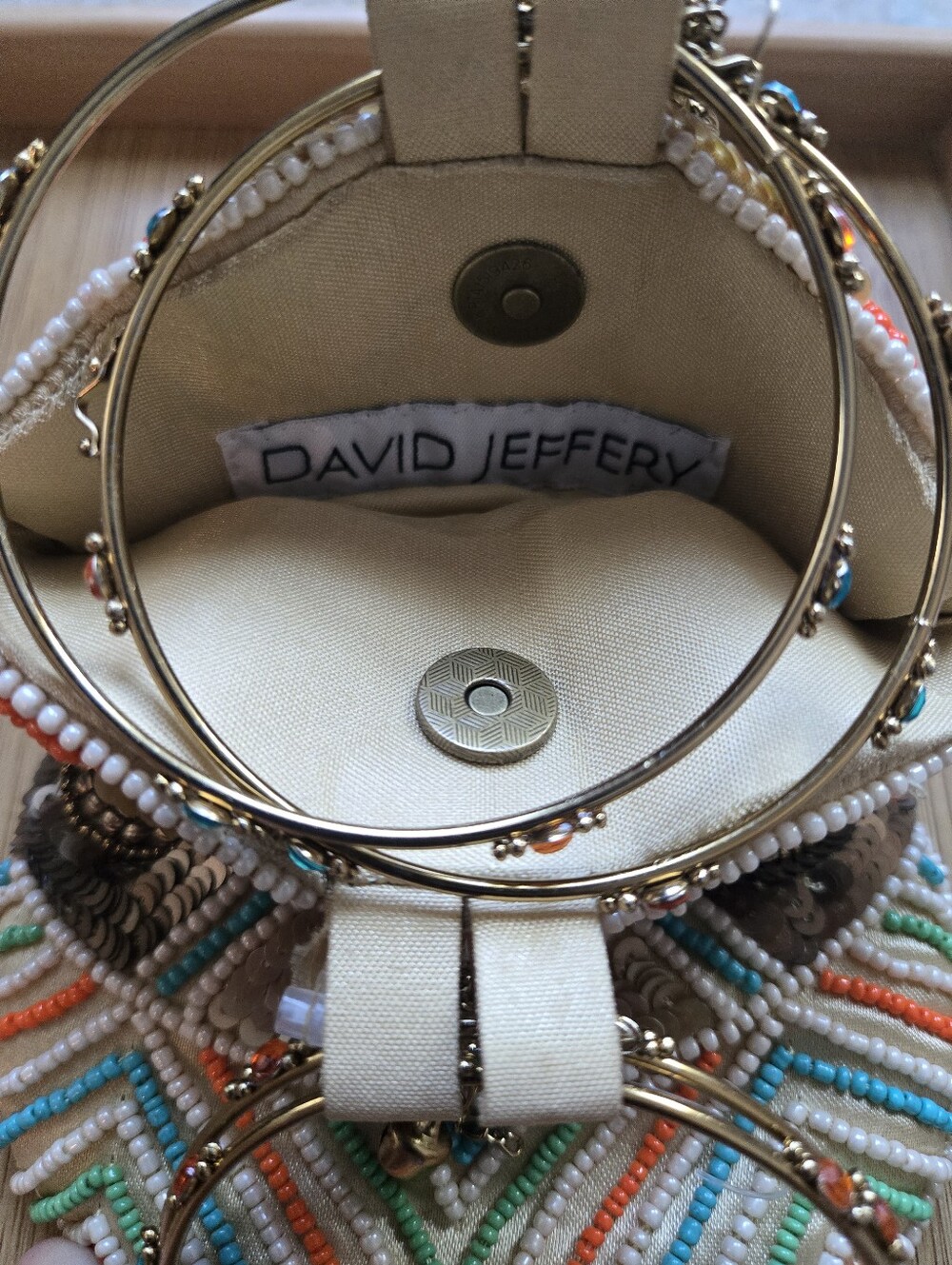 David Jeffery Beaded & Sequin Wristlet Bag with Gold Hoop Handle - Picture 3 of 3